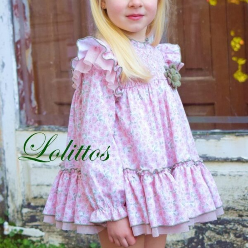 Lobitos Floral Ruffle Dress and sweater set
